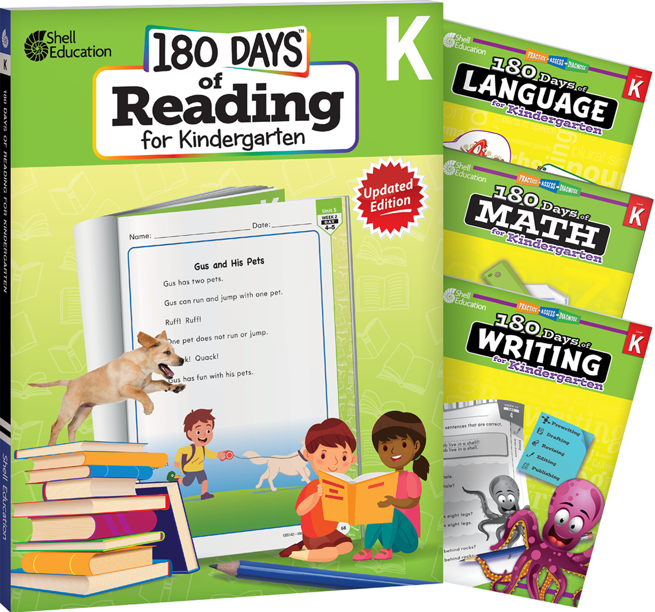 180 Days™: Reading, Math, Writing, & Language for Grade K: 4-Book Set